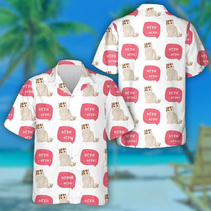 Exotic Shorthair Cat Breed And Meow Word Hawaiian Shirt, Hawaiian Shirt Gift, Christmas Gift