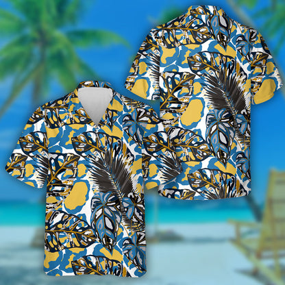 Ainmhithe Fiáine Liopard Le Léine Haváís Duilleog Tropical Samhraidh, Bronntanas Léine Haváís, Bronntanas Nollag