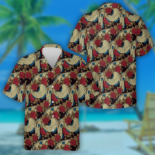 Chinese Dragon Texture In Asian Style' Hawaiian Shirt, Hawaiian For Gift