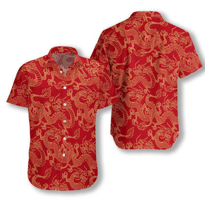 Oriental Dragon Red Theme Nice Design Hawaiian Shirt,Hawaiian Shirt Gift, Christmas Gift