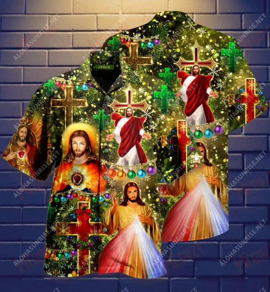 Tá an Nollaig ar fad faoi Íosa Unisex Léine Ghearr Haváís Laethanta Saoire Léinte T Haváíacha Léinte Trópaiceacha D'Fhir Léinte haváíais d'Fhir, Bronntanas Léine Haváíais, Bronntanas Nollag