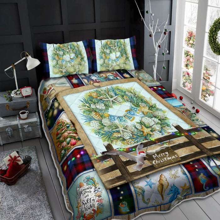Happy Beach Christmas Quilt Bedding Set  Bedroom Set Bedlinen 3D ,Bedding Christmas Gift,Bedding Set Christmas