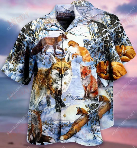 Bí Cliste Sionnach Beag Léine Haváíach Laethanta Saoire Léinte T Haváíacha Léinte Trópaiceacha D'Fhir Léinte Greannmhar haváí, Bronntanas Léine Haváís, Bronntanas Nollag