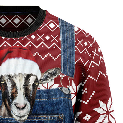 Cailín a bhfuil grá aici don Nollaig agus do ghabhair geansaí Nollag gránna, geansaí Nollag gránna, bronntanas Nollag, bronntanas Nollag 2024