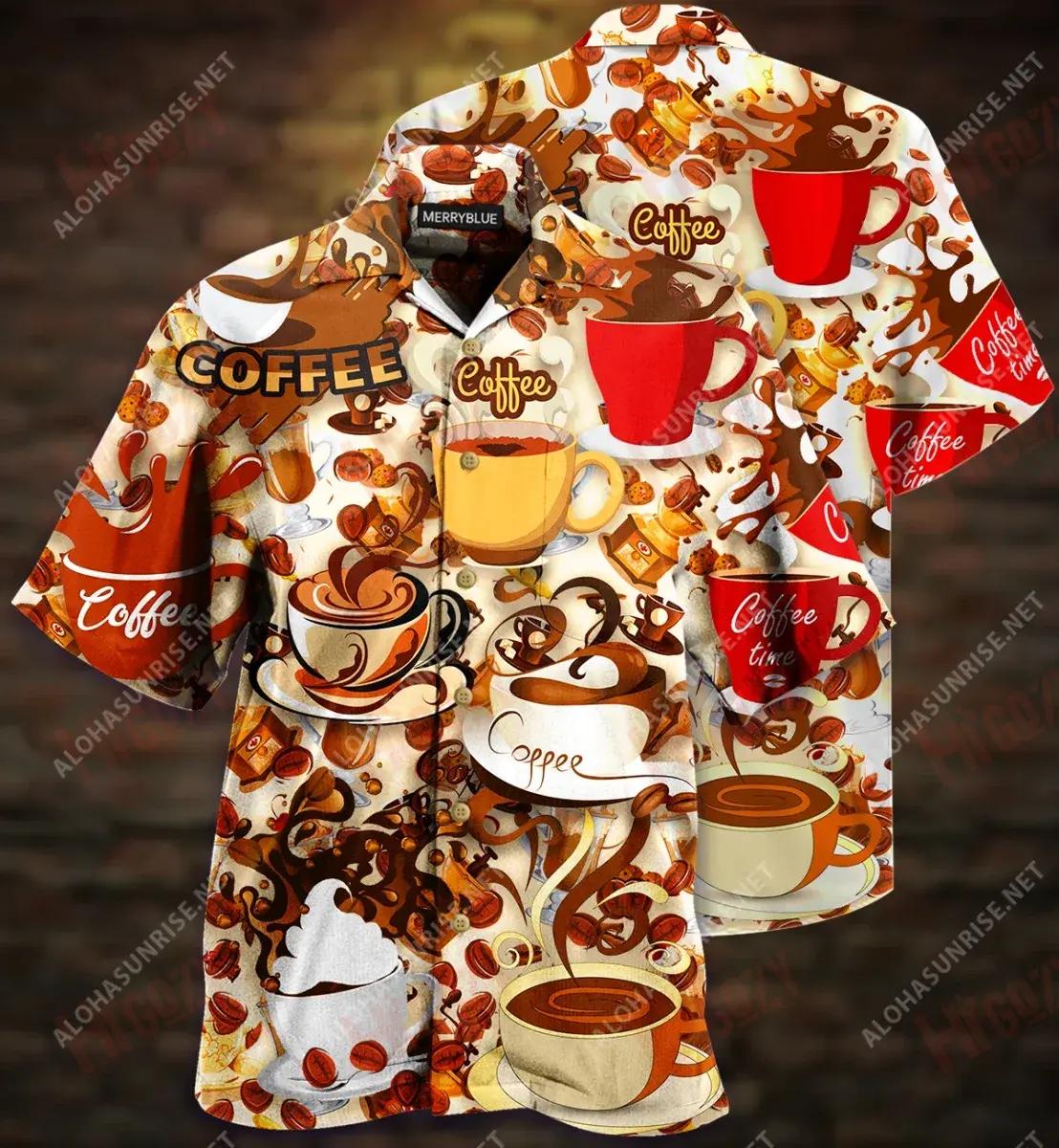 Éiríonn Gach rud Níos Fearr Le Caife Léine Haváí Unisex Caitheamh aimsire Muinchille Gearr Na Léinte Haváís is Fearr Patrún Léine Haváís Bronntanais Léine Haváís, Bronntanas Nollag