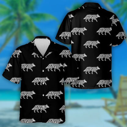 Traditional Folk Motif With Wolf And Ornament Hawaiian Shirt, Hawaiian Shirt Gift, Christmas Gift
