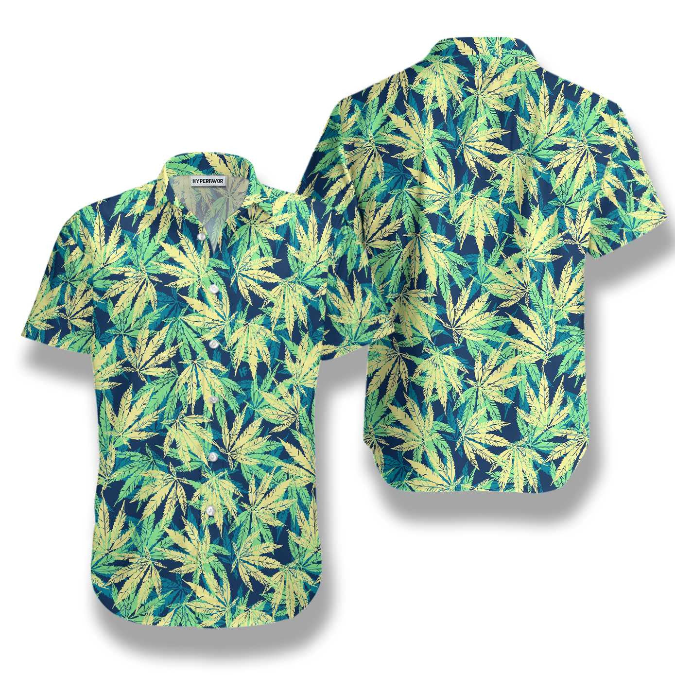 Dark Blue Tropical Marijuana Leaves Design Hawaiian Shirt,Hawaiian Shirt Gift, Christmas Gift