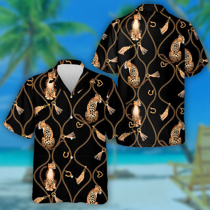 Leopards Golden Chains In Luxury Style Hawaiian Shirt, Hawaiian For Gift