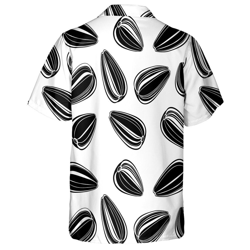 Black And White Sunflower Seeds Pattern Hawaiian Shirt, Hawaiian For Gift