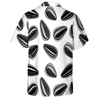 Black And White Sunflower Seeds Pattern Hawaiian Shirt, Hawaiian For Gift