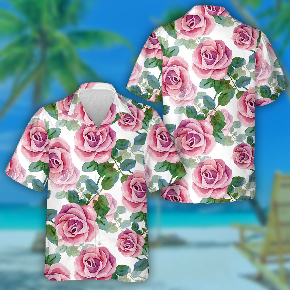 Péinteáil Uiscedhath Rósanna Bándearg Agus Patrún Duilleoga Glas Léine Haváís, Bronntanas Léine Haváís, Bronntanas Nollag