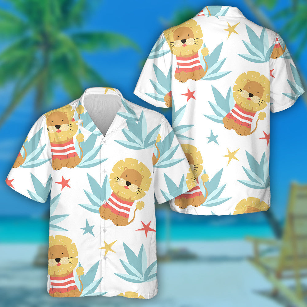 Cjute Lions Stars And Palm Leaves Hawaiian Shirt, Hawaiian For Gift