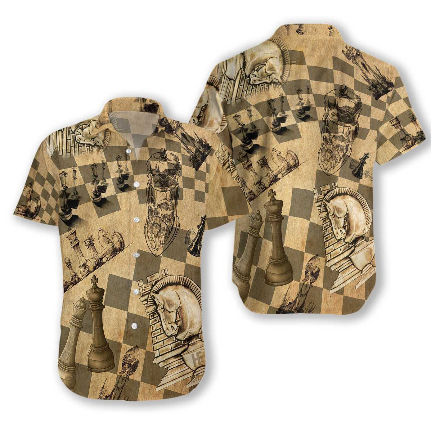 Chessman Pattern Vintage Design Morden Design Hawaiian Shirt, Hawaiian For Gift