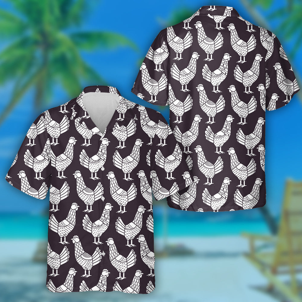 Chicken Monochorme With Special Texture Hawaiian Shirt, Hawaiian For Gift