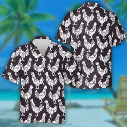 Chicken Monochorme With Special Texture Hawaiian Shirt, Hawaiian For Gift