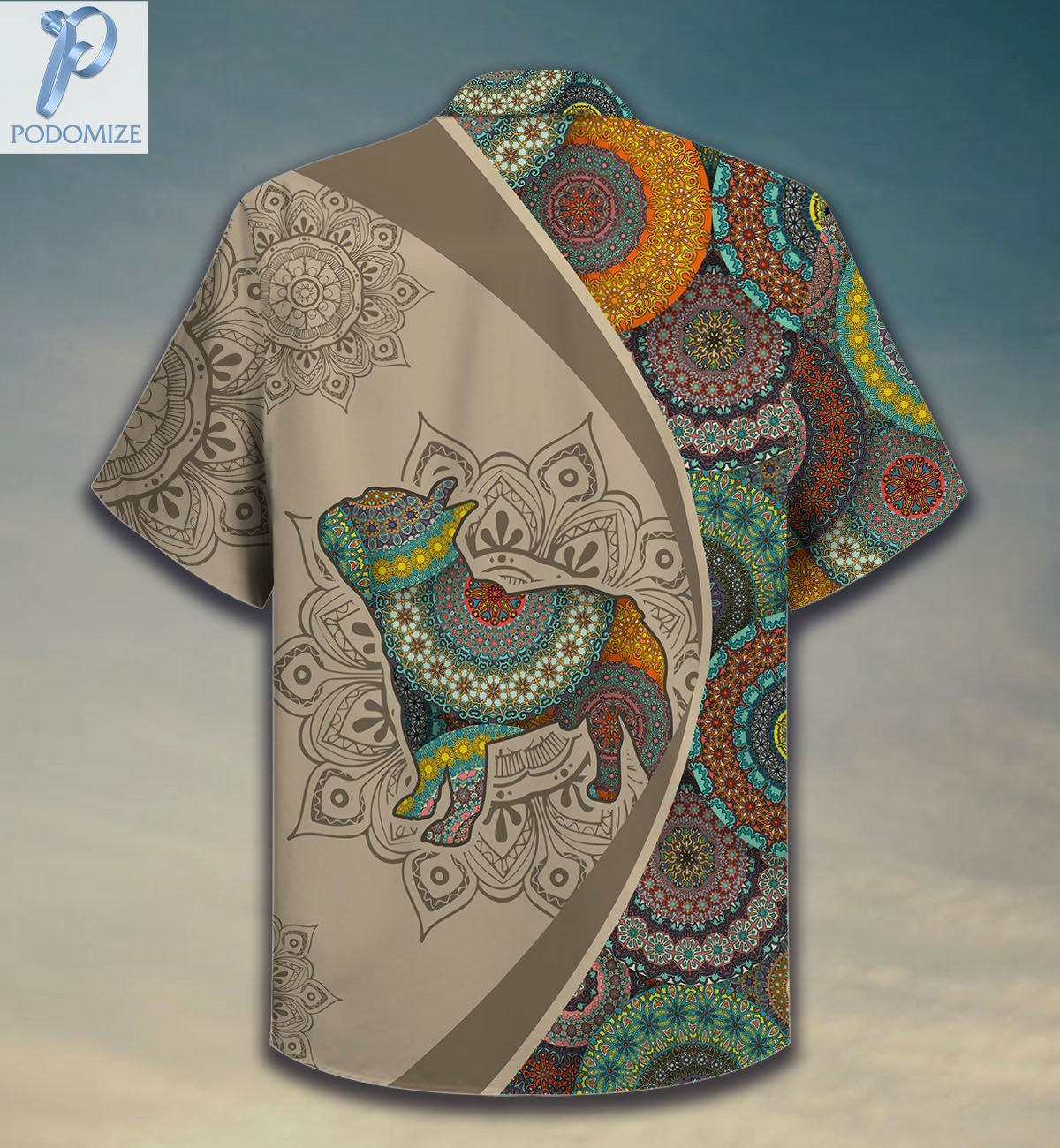 Brown French Bulldog Mandala Pattern Hawaiian Shirt, Hawaiian For Gift