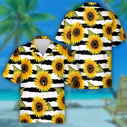 Lusanna Gréine Seanréidh Agus Duilleoga ar Léine Haváí Stráice Dubh Teibí, Bronntanas Léine Haváís, Bronntanas Nollag