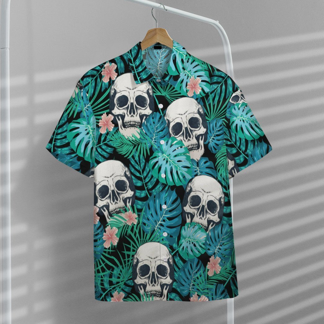 Naughty Skull Tropical Background Design Hawaiian Shirt,Hawaiian Shirt Gift, Christmas Gift