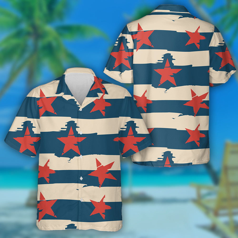 Retro Vintage Gorm Agus Beige Striped Le Réaltaí Dearga Léine Haváís, Bronntanas Léine Haváís, Bronntanas Nollag