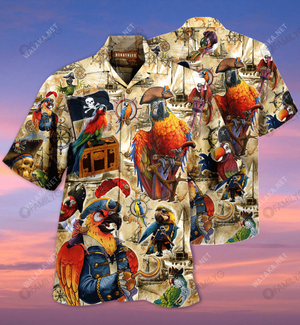 Amazing Pirate Parrot Unisex Hawaiian Shirt, Hawaiian Shirt Gift, Christmas Gift