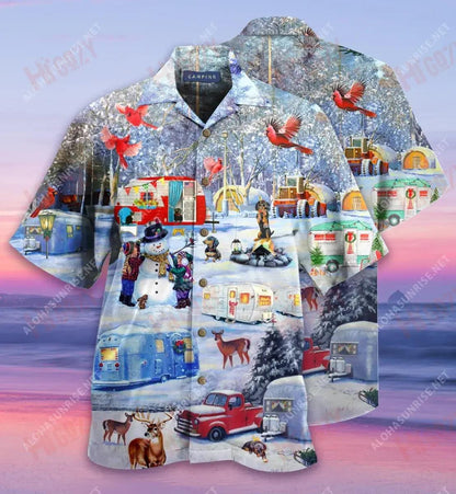 Ag Campáil Roimh an Nollaig Léine Gearr Muinchille Gearr Léinte T an tSamhraidh Léine Haváíais Oirbheartaíochta Léinte haváíais do Mhná, Bronntanas Léine Haváís, Bronntanas Nollag