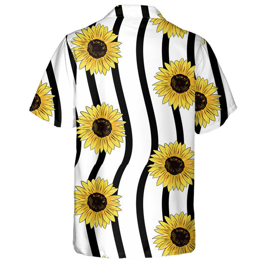 Siombail Hippie Lus na Gréine ar Chúlra Stripach Dubh Tonnach Léine haváí, Bronntanas Léine Haváíais, Bronntanas Nollag