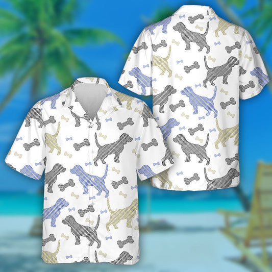 Beagle Dog Of Abstract Hand Drawn Hawaiian Shirt, Hawaiian For Gift