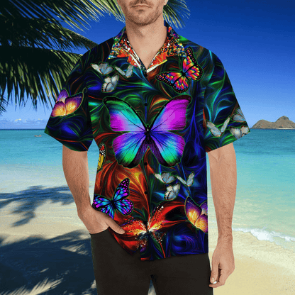 Féileacán ildaite Unisex Léinte Haváís Cóisir Léine Samhraidh, Bronntanas Léine Haváís, Bronntanas Nollag