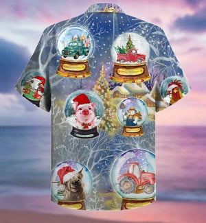Awesome Snowball Christmas Funny Farmer Design Hawaiian Shirt,Christmas Gift