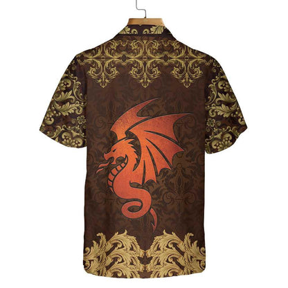 Viking Baroque Dark Brown Dragon Hawaiian Shirt, Hwaiian For Gift