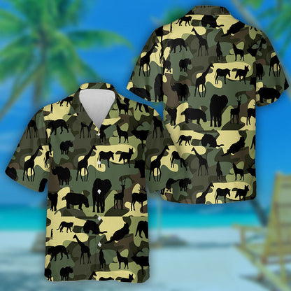 Scáthchruth Ainmhithe Fiáine Uathúla Cúlra Duaithníochta Glas Léine haváí, Bronntanas Léine haváí, Bronntanas Nollag