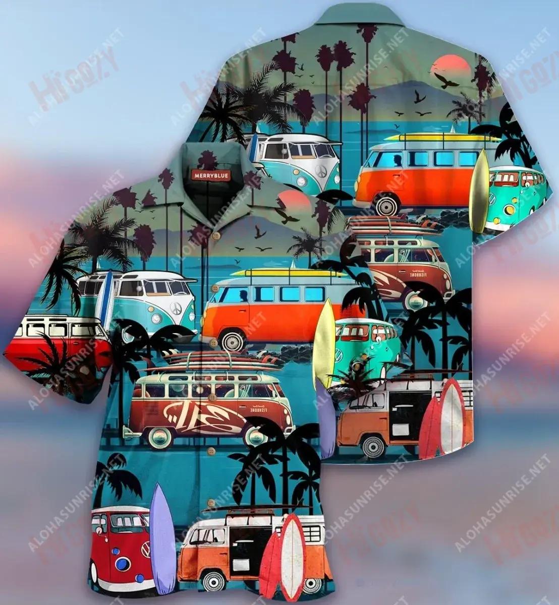 Bain sult as Do Vanlife Van Camping Léine Haváí Unisex Muinchille Aigéan Muinchille Gearr Léinte Crazy Léinte haváíais do Mhná, Bronntanas Léine Haváís, Bronntanas Nollag