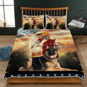 German Shepherd Dog Jesus Eagle Quilt Bedding Set Bedroom 3D,Bedding Christmas Gift,Bedding Set Christmas