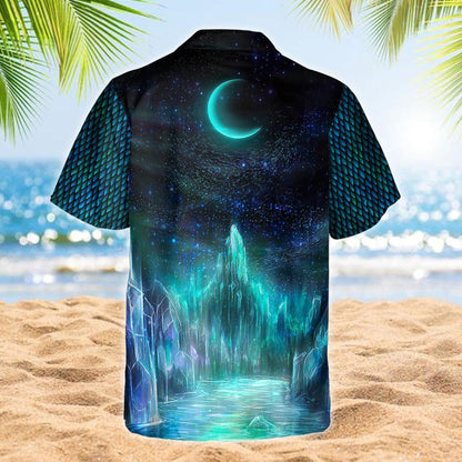 Dragon Couple Under The Moonlight Design Hawaiian Shirt,Hawaiian Shirt Gift, Christmas Gift