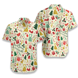 Merry Christmas On White Background Pattern Hawaiian Shirt, Hawaiian Shirt, Christmas Gift