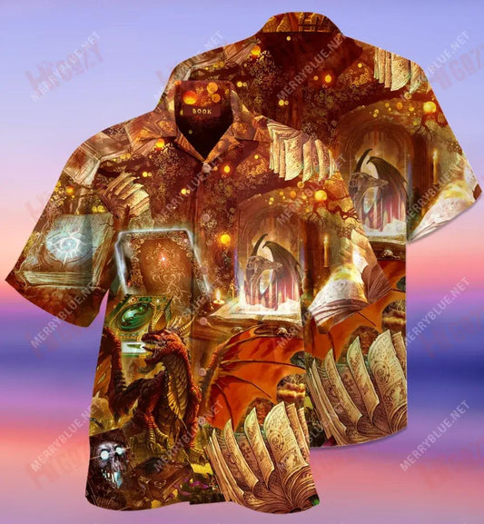 The Magical Dragon Books Léine Gearr Muinchille Gearr Caitheamh aimsire Léinte T Haváíacha Léinte Grinn Haváise Léinte Greannmhar haváíais, Bronntanas Léine Haváís, Bronntanas Nollag