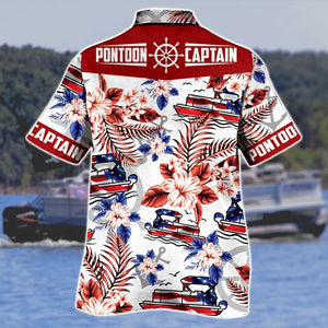 Awesome Pontoon Captain Flower Gift Hawaiian Shirt, Hawaiian For Gift