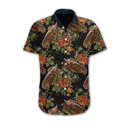 Horse Embroidery The Blooming Design Hawaiian Shirt, Hawaiian For Gift
