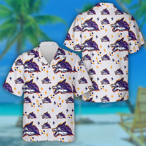Abstract Wolf With Purple And Gold Lightning Hawaiian Shirt, Hawaiian Shirt Gift, Christmas Gift