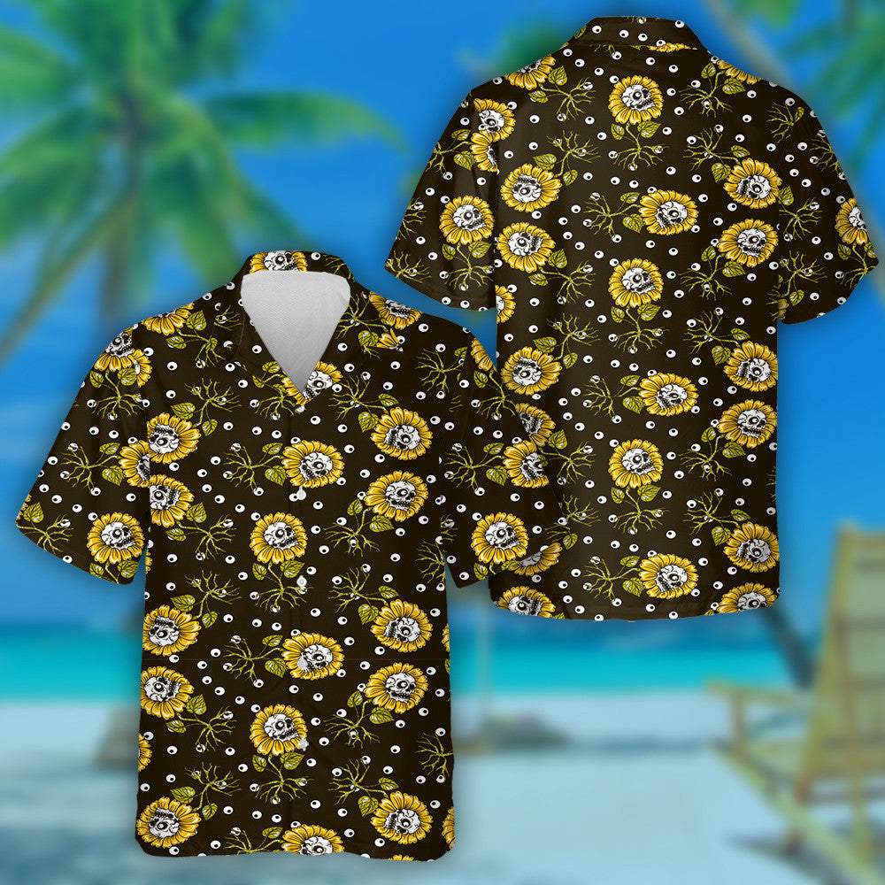 Cloigeann Creepy Ar Fréamhacha Lusanna Gréine Plandaí Agus Liathróidí Súl Léine Haváí, Bronntanas Léine Haváís, Bronntanas Nollag