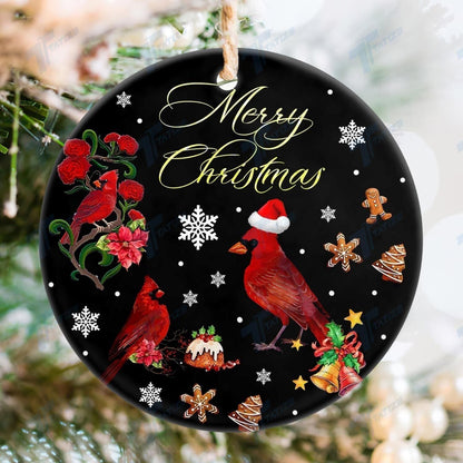Cardinal Merry Christmas Ornament, Happy Christmas Ornament, Christmas Gift, Christmas Decoration