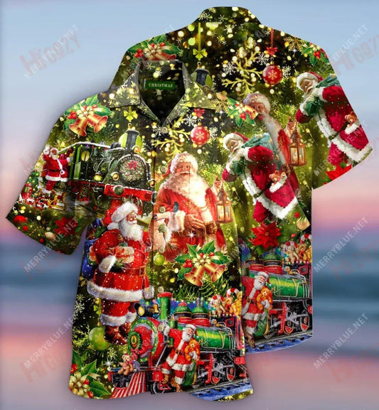 Tá Daidí na Nollag ag Teacht Duit Léine Ghearr Haváís Caitheamh aimsire T Léinte Haváís Sean Léinte Haváís Léinte Haváíais d'Fhir, Bronntanas Léine Haváíais, Bronntanas Nollag