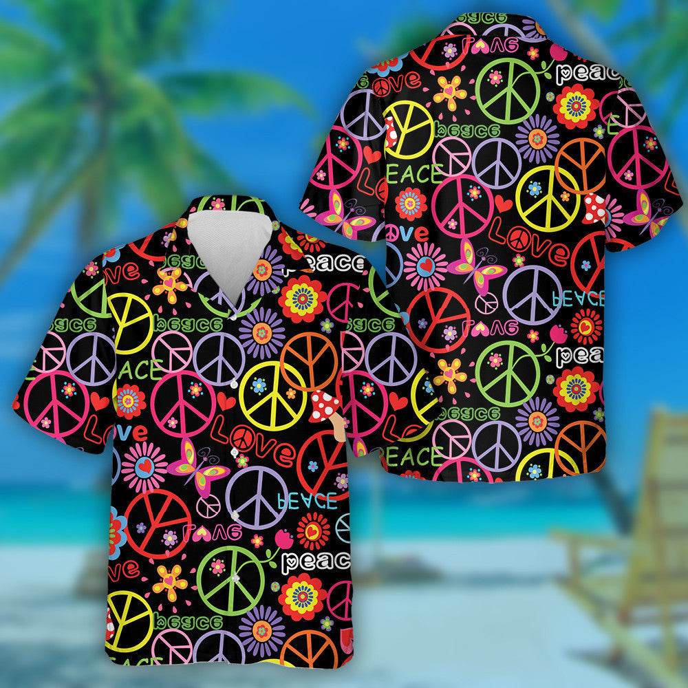 Patrún Hippie le Bláthanna Agus Stráice Ar Chúlra Beige Léine Haváís, Bronntanas Léine Haváís, Bronntanas Nollag