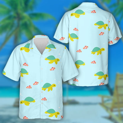 Simple With Funny Turtles Dogs And Birds Hawaiian Shirt, Hawaiian Shirt Gift, Christmas Gift
