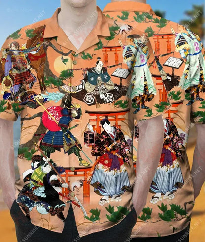 Fill Ar Ais Ó An Bás Samurai Léine Haváís Unisex Caitheamh aimsire Gearr muinchille Oirbheartaíochta Léinte haváíais Léinte haváíais d'Fhir, Léine haváíais, Bronntanas Nollag