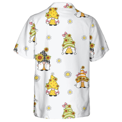 Spring Doodle Style Sunflowers And Cute Gnomes Hawaiian Shirt, Hawaiian Shirt Gift, Christmas Gift