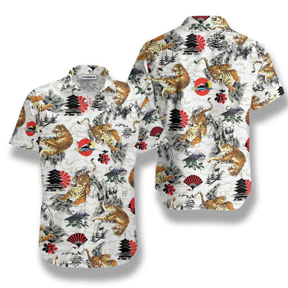 Excellent Japanese Tiger Tattoo Design Hawaiian Shirt,Hawaiian Shirt Gift, Christmas Gift