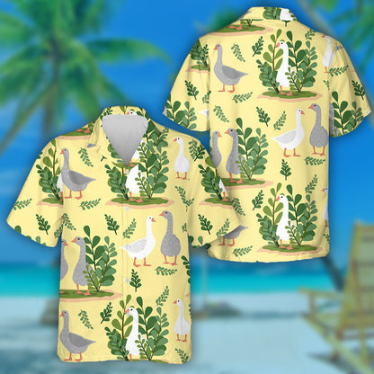 Hand Drawn Cute Duck On The Farm Hawaiian Shirt, Hawaiian Shirt Gift, Christmas Gift