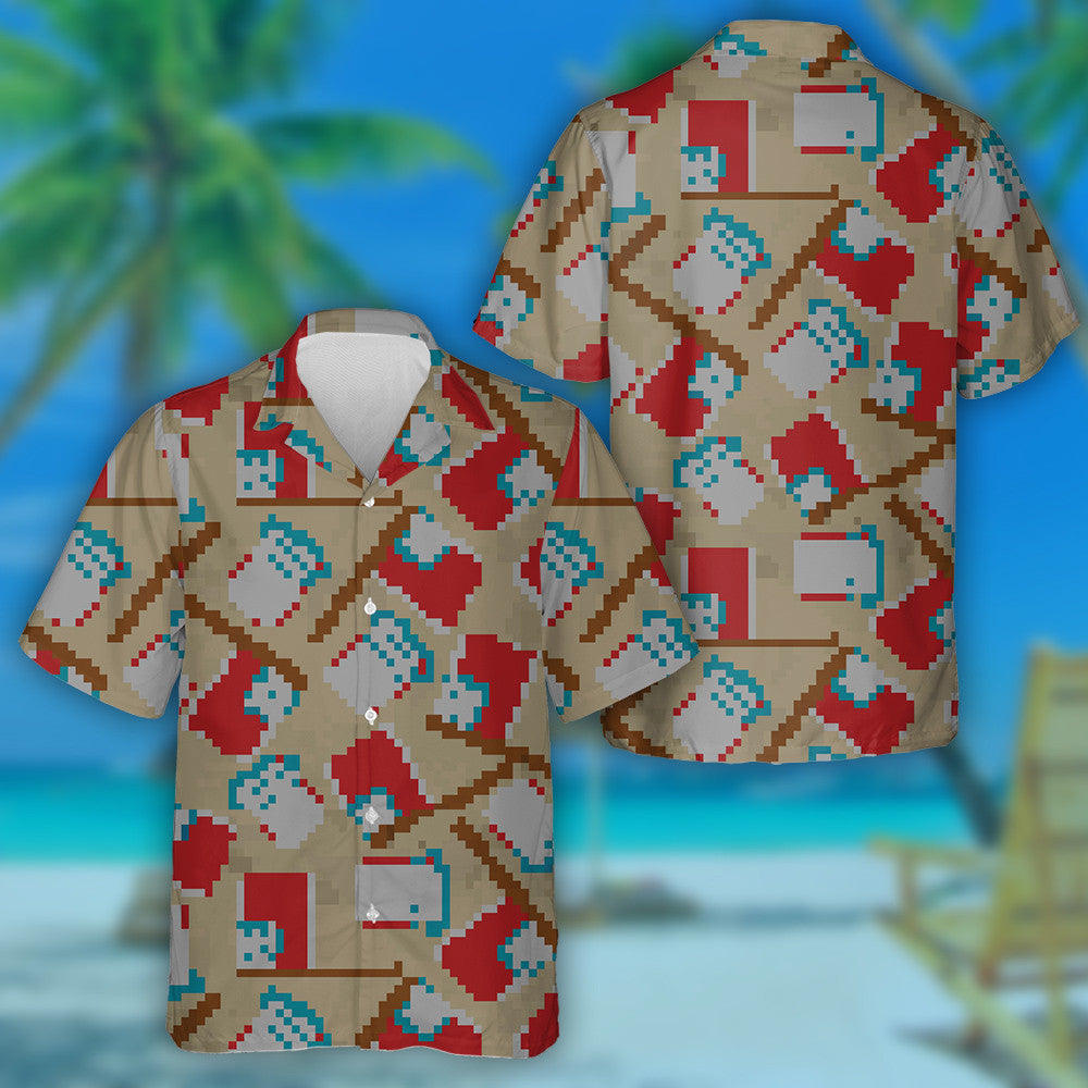 Cúlra Beige Seanré le Bratacha Agus Hataí Uncail Sam Léine Haváís, Bronntanas Léine Haváís, Bronntanas Nollag