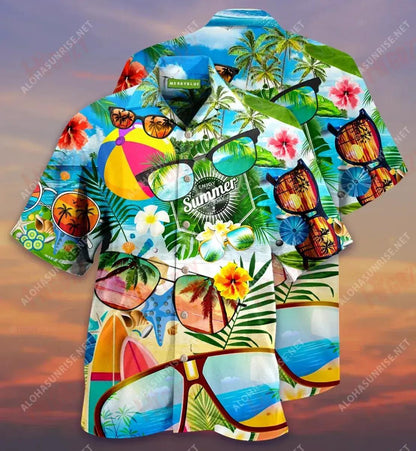 Stay Shady Enjoy Summer Sunglasses Unisex Short Sleeve Shirt Ocean Hawaiian T Shirts Tactical Hawaiian Shirt Funny Hawaiian Shirts, Hawaiian Shirt Gift, Christmas Gift